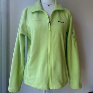 Columbia Fleece Full Zip Jacket Medium Yellow Outdoors Preppy Fall
